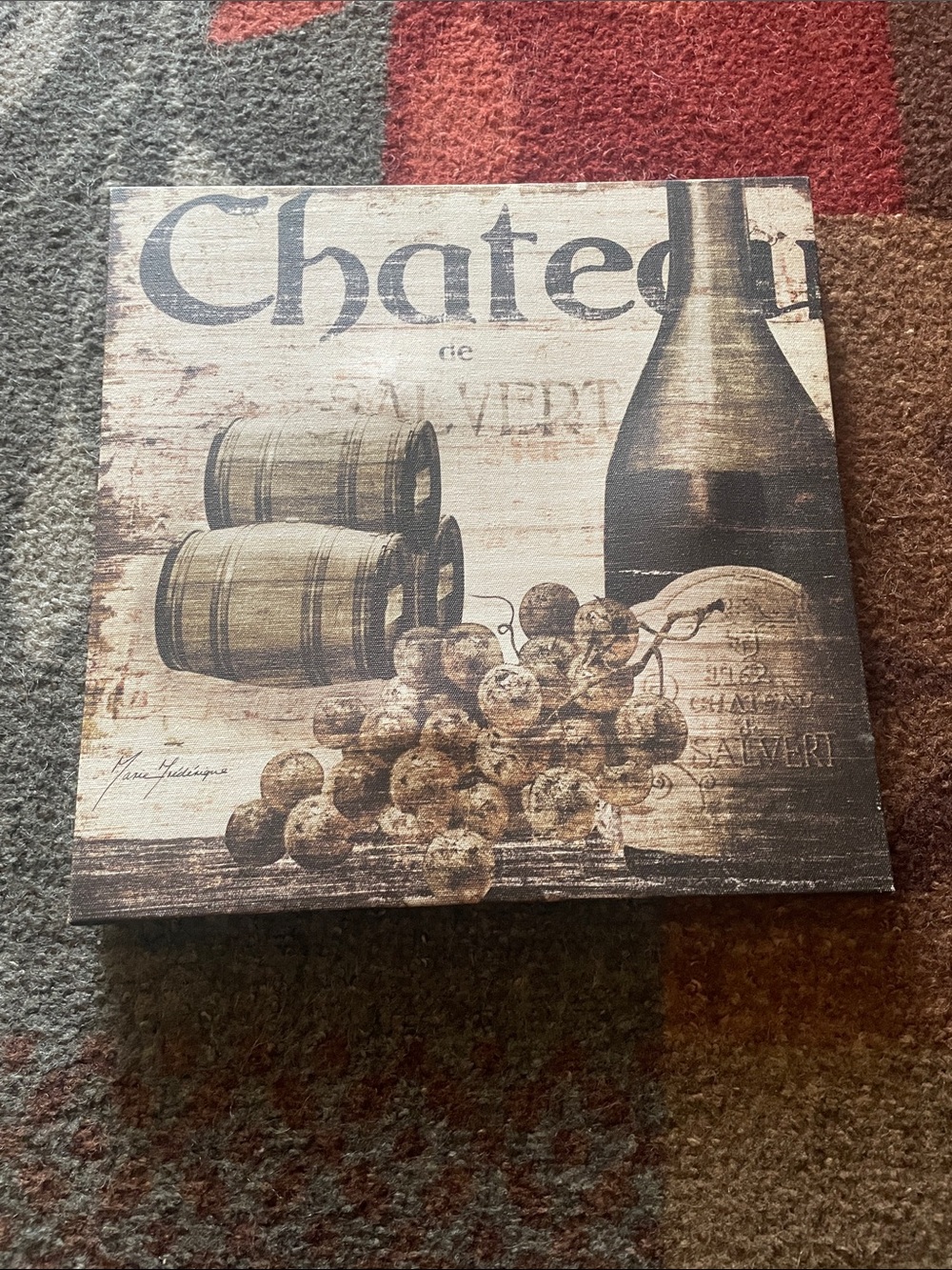 Vintage Wine Still Life Canvas Wall Art in Sepia Tones